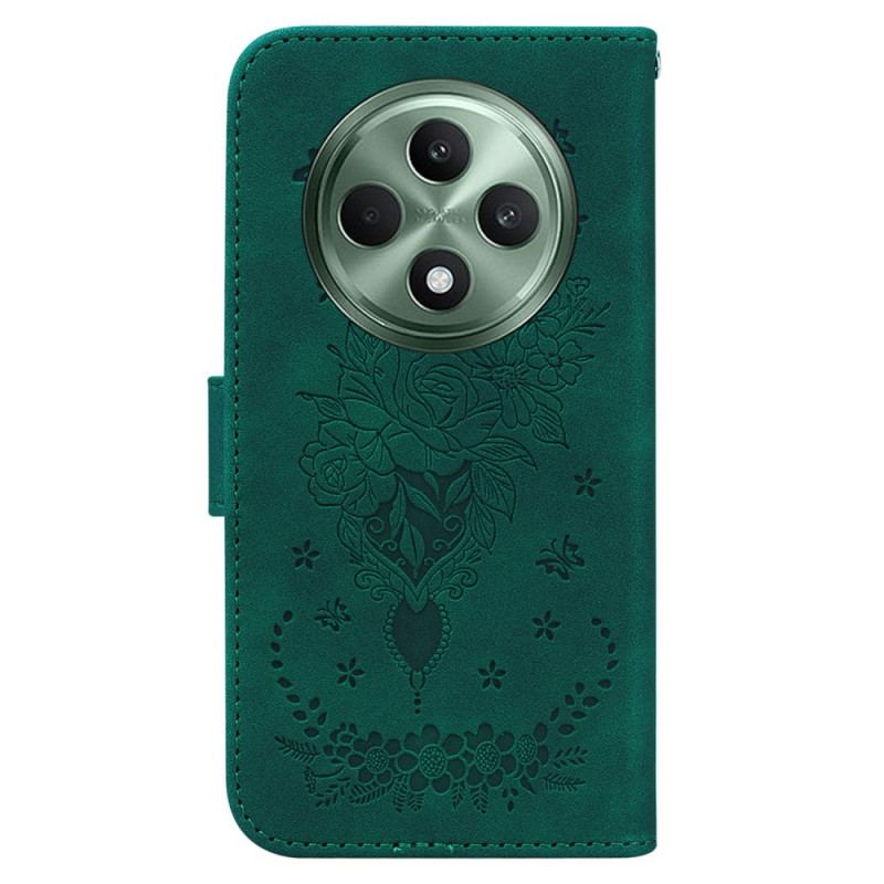 Flip Cover Oppo Reno 12f 5g Sommerfugle Og Blomster Mønster