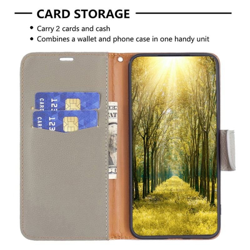 Flip Cover iPhone 15 Plus Med Snor Litchi Imiteret Læder Med Rem