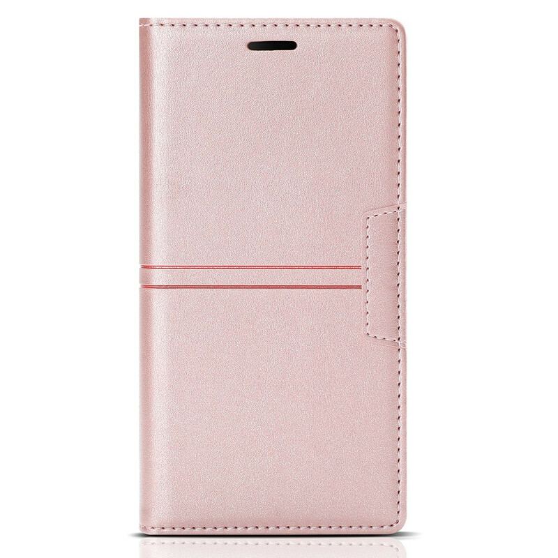 Cover iPhone 13 Pro Max Flip Cover Magnetisk Lås I Stil Med Lædersyning