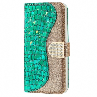 Flip Cover iPhone 13 Pro Max Krokodille Diamanter