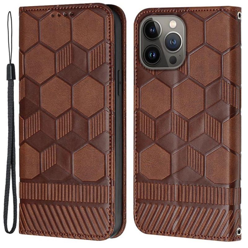Læder Cover iPhone 13 Pro Max Fodboldbold Mønster