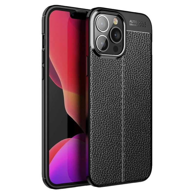 Mobilcover iPhone 13 Pro Max Dobbelt Linje Litchi Læder Effekt