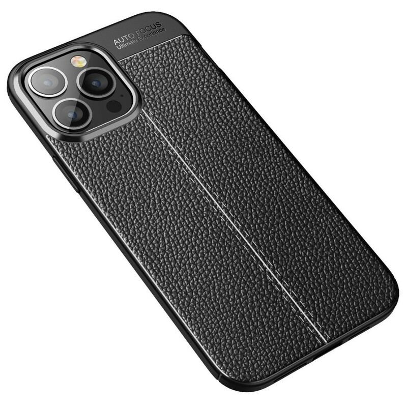 Mobilcover iPhone 13 Pro Max Dobbelt Linje Litchi Læder Effekt