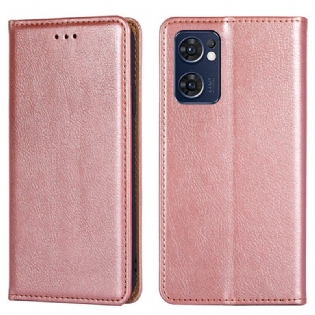 Cover Oppo Find X5 Lite Flip Cover Imiteret Lædersøm