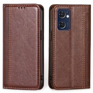 Cover Oppo Find X5 Lite Flip Cover Litchi Split Lædersøm