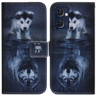 Flip Cover Oppo Find X5 Lite Hundereflektion