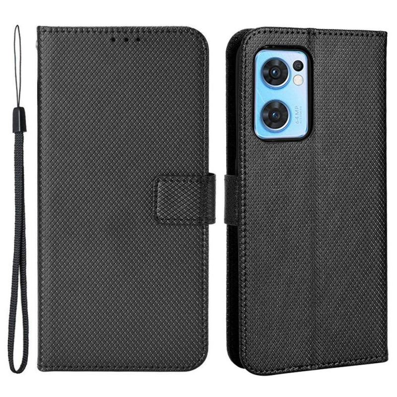 Flip Cover Oppo Find X5 Lite Med Snor Stilfuldt Strappy Imiteret Læder