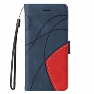 Flip Cover Oppo Find X5 Lite Med Snor Tofarvet Rem