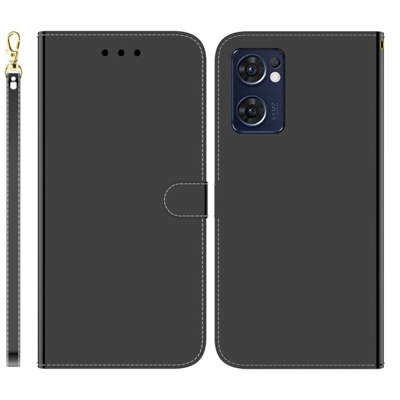 Flip Cover Oppo Find X5 Lite Spejlcover I Imiteret Læder