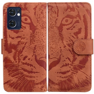 Flip Cover Oppo Find X5 Lite Tiger Ansigtsprint