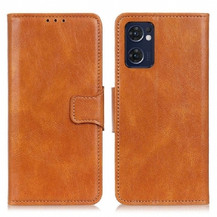 Flip Cover Oppo Find X5 Lite Vendbar Lås I Lædereffekt