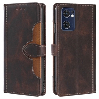 Læder Cover Oppo Find X5 Lite Imiteret Læder Bicolor Stilfuld