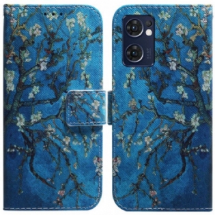Læder Cover Oppo Find X5 Lite Premium Blomstrende Træ