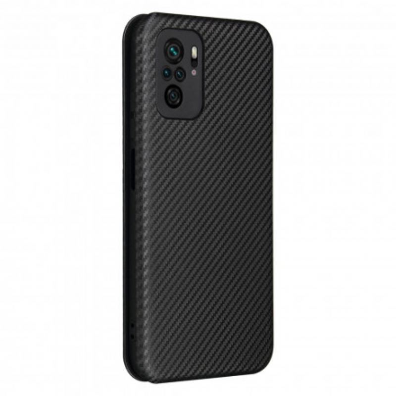 Cover Xiaomi Redmi Note 10 / 10S Flip Cover Kulfiber Med Støttering