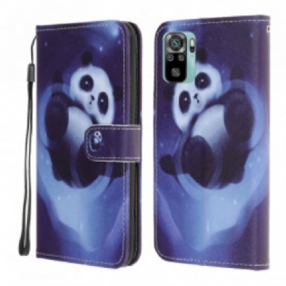 Flip Cover Xiaomi Redmi Note 10 / 10S Med Snor Panda Space Med Snor
