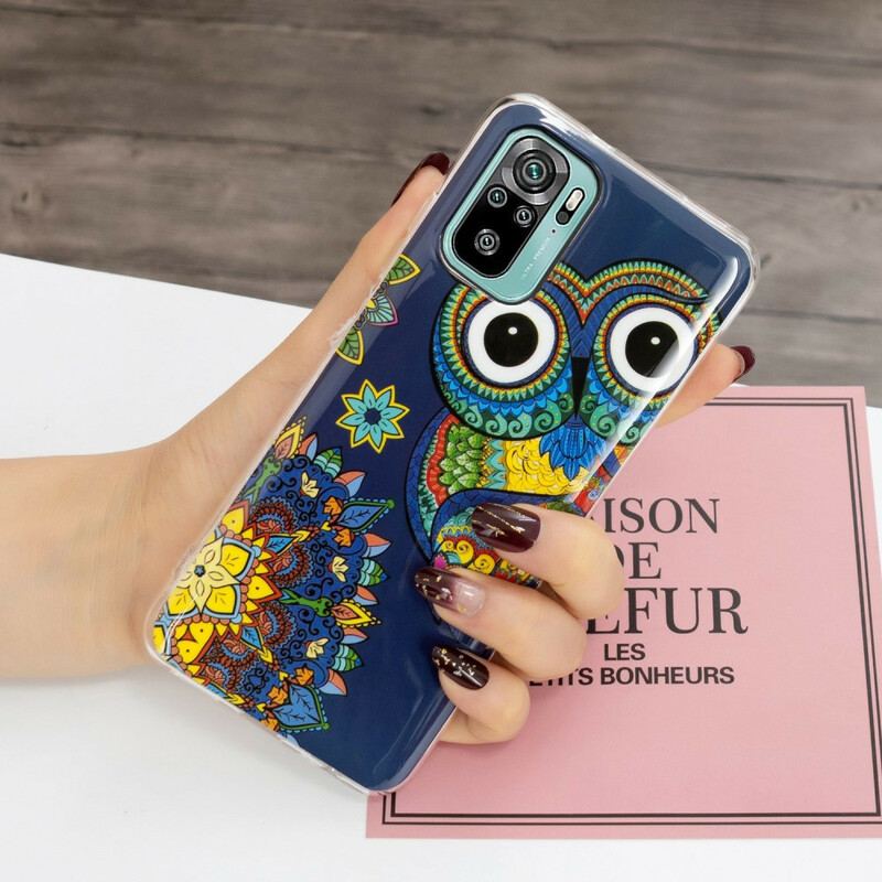 Mobilcover Xiaomi Redmi Note 10 / 10S Fluorescerende Ugle Mandala