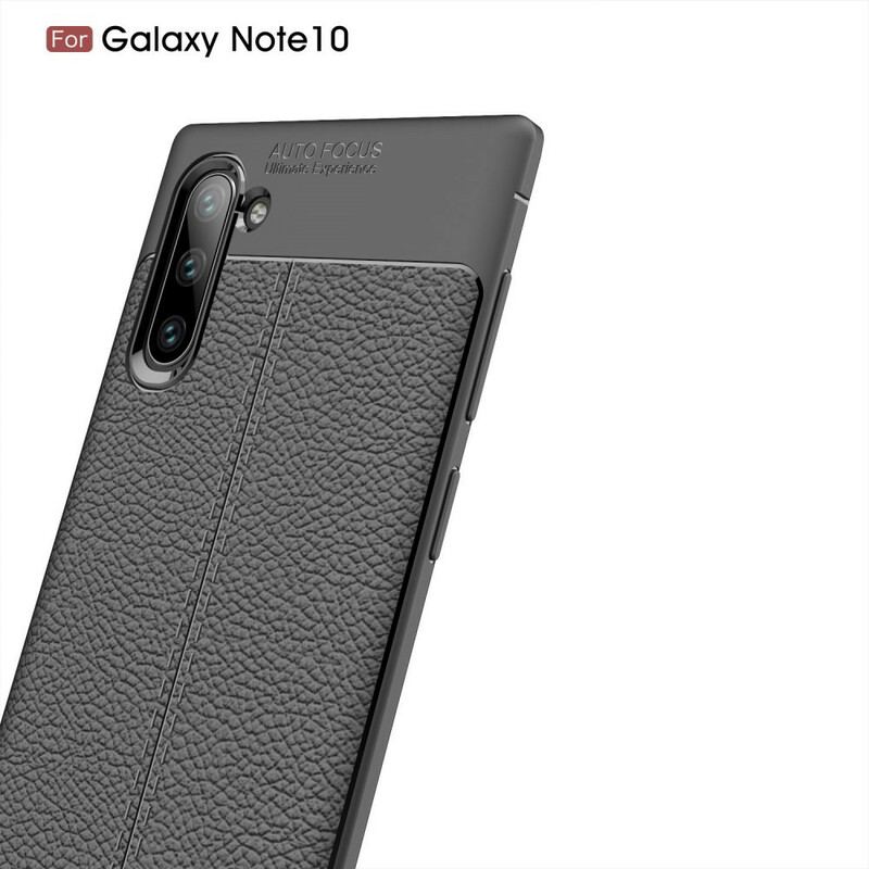 Cover Samsung Galaxy Note 10 Dobbelt Linje Litchi Læder Effekt