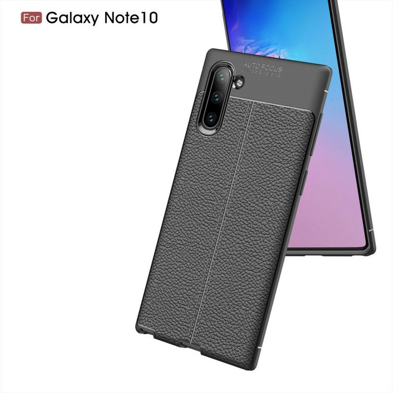 Cover Samsung Galaxy Note 10 Dobbelt Linje Litchi Læder Effekt