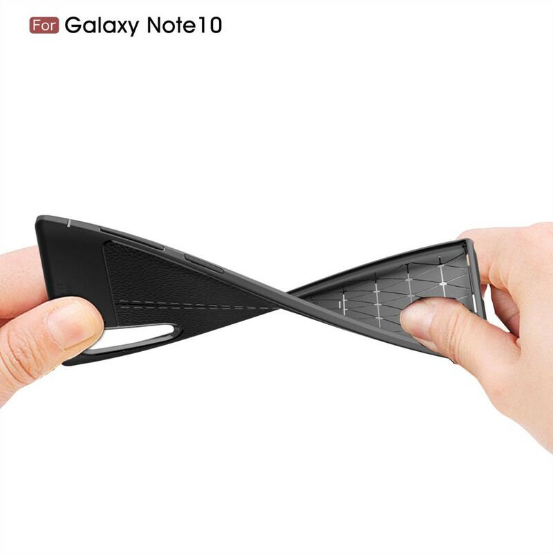Cover Samsung Galaxy Note 10 Dobbelt Linje Litchi Læder Effekt