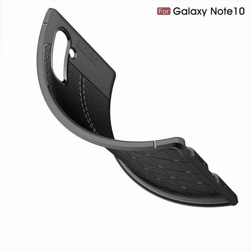 Cover Samsung Galaxy Note 10 Dobbelt Linje Litchi Læder Effekt