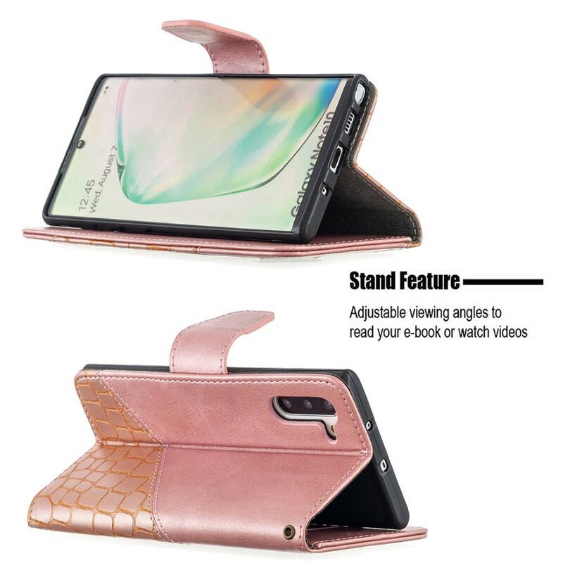 Flip Cover Samsung Galaxy Note 10 Klassisk Krokodilleskindseffekt