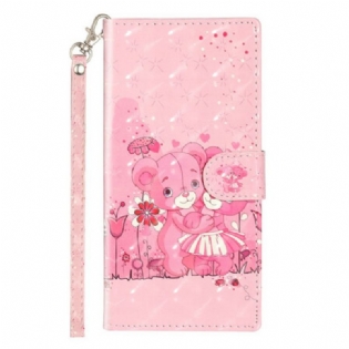 Flip Cover Samsung Galaxy Note 10 Med Snor Lette Plettede Bamser Med Rem