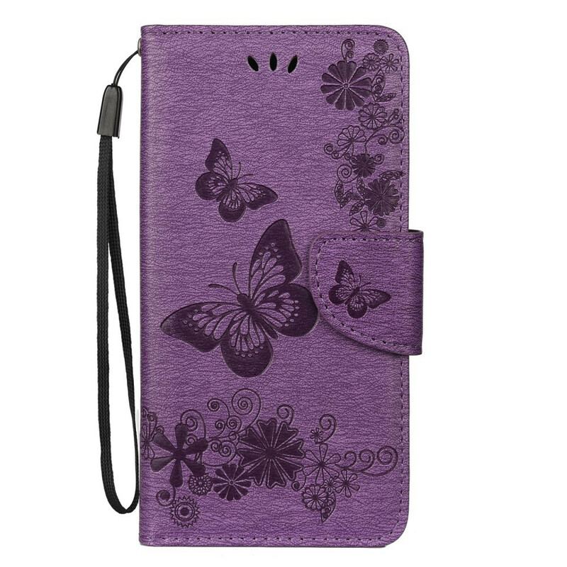 Flip Cover Samsung Galaxy Note 10 Med Snor Pragtfulde Stropsommerfugle