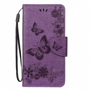 Flip Cover Samsung Galaxy Note 10 Med Snor Pragtfulde Stropsommerfugle