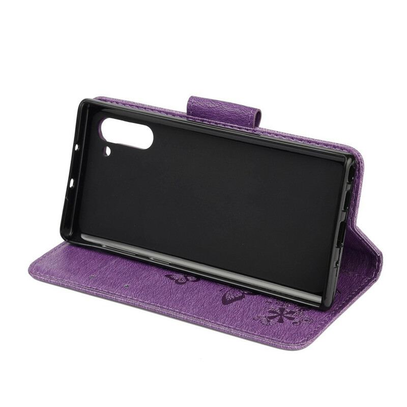 Flip Cover Samsung Galaxy Note 10 Med Snor Pragtfulde Stropsommerfugle