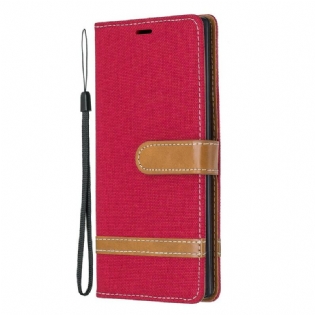 Flip Cover Samsung Galaxy Note 10 Med Snor Stof- Og Lædereffektrem