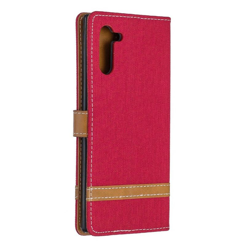 Flip Cover Samsung Galaxy Note 10 Med Snor Stof- Og Lædereffektrem