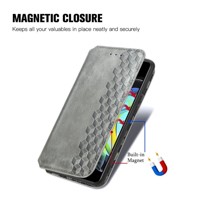 Cover Motorola Edge 20 Flip Cover Diamanttekstur I Lædereffekt