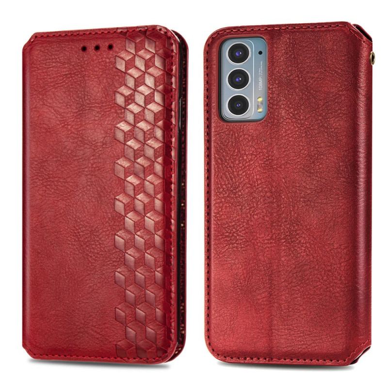 Cover Motorola Edge 20 Flip Cover Diamanttekstur I Lædereffekt