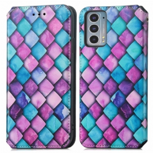 Cover Motorola Edge 20 Flip Cover Overraskende Farverigt Mønster