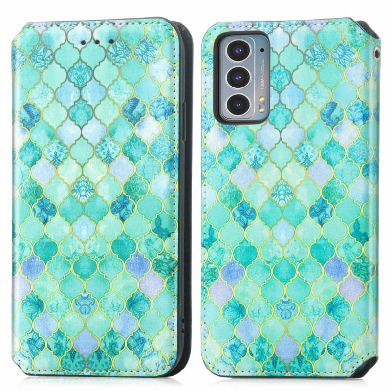 Cover Motorola Edge 20 Flip Cover Overraskende Farverigt Mønster