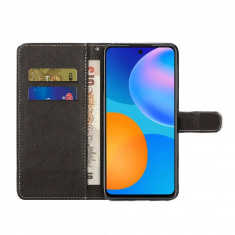 Flip Cover Motorola Edge 20 Med Snor Strappy Diamond Sommerfugle