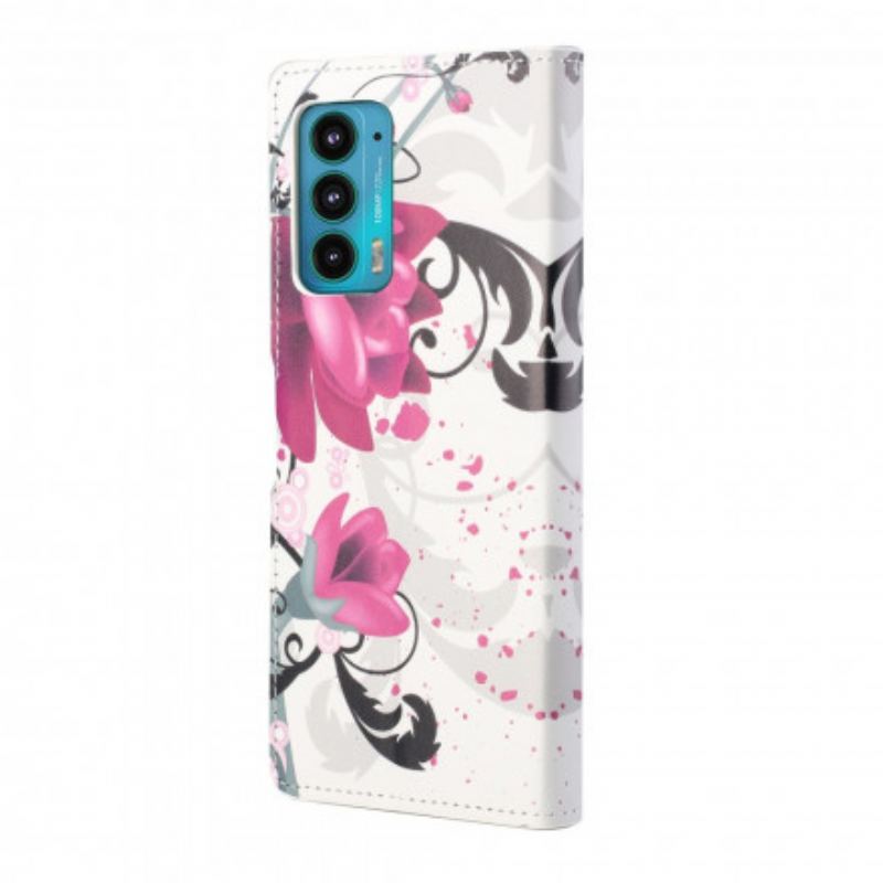 Flip Cover Motorola Edge 20 Tropiske Blomster