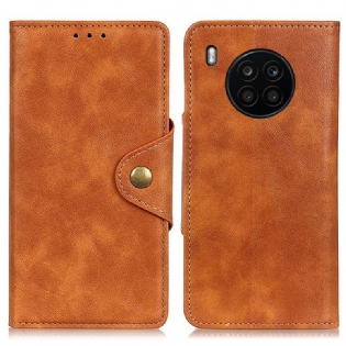Flip Cover Huawei Nova 8i Vintage Imiteret Læder Og Knap