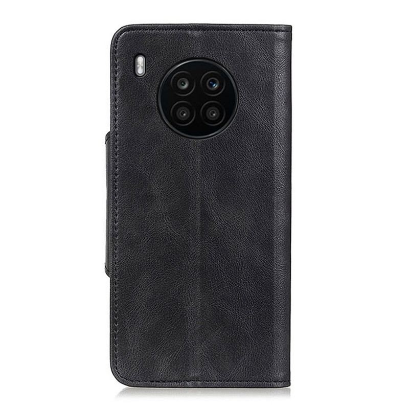 Flip Cover Huawei Nova 8i Vintage Imiteret Læder Og Knap