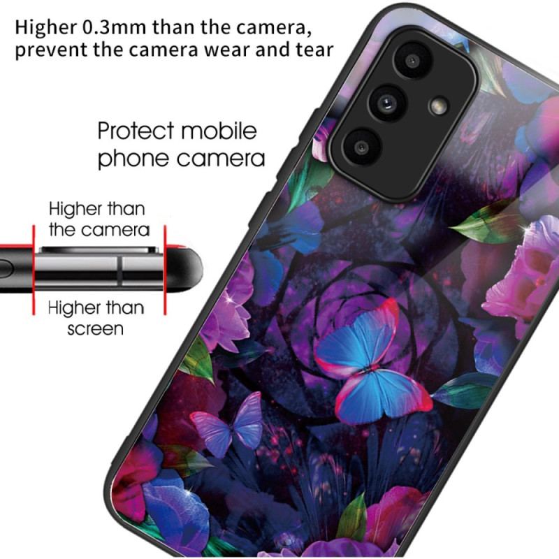 Cover Til Samsung Galaxy A15 5g Farverige Sommerfugle Af Hærdet Glas