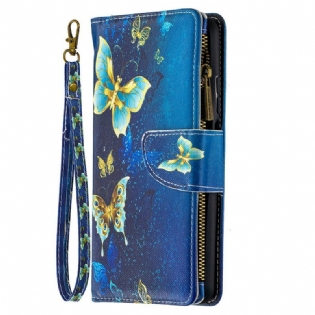 Flip Cover Xiaomi Redmi Note 9 Pro 5G Lynlåste Sommerfugle