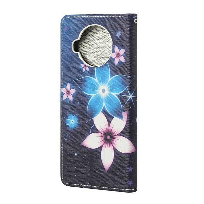 Flip Cover Xiaomi Redmi Note 9 Pro 5G Med Snor Lunar Strap Blomster