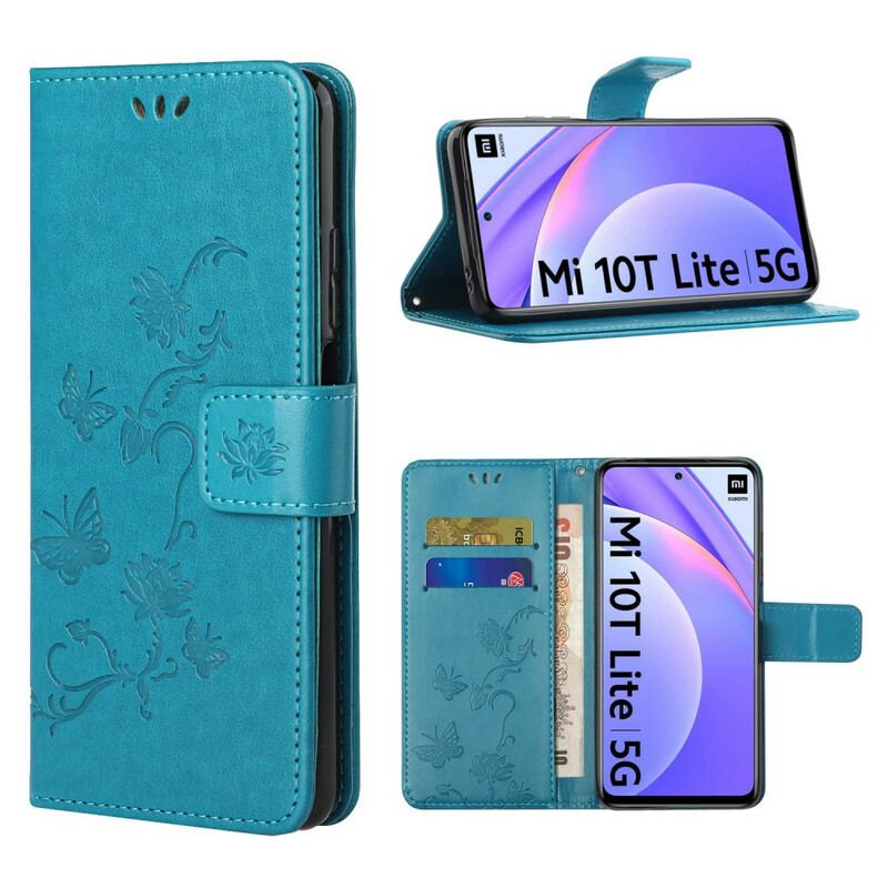 Læder Cover Xiaomi Redmi Note 9 Pro 5G Asiatiske Sommerfugle