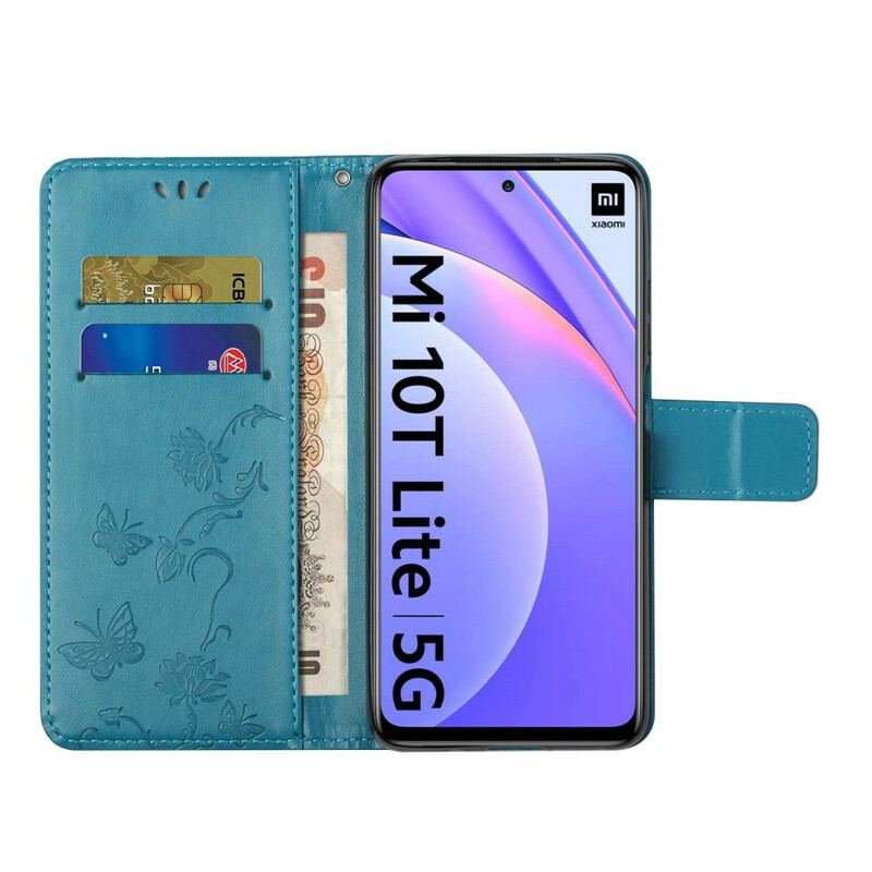 Læder Cover Xiaomi Redmi Note 9 Pro 5G Asiatiske Sommerfugle