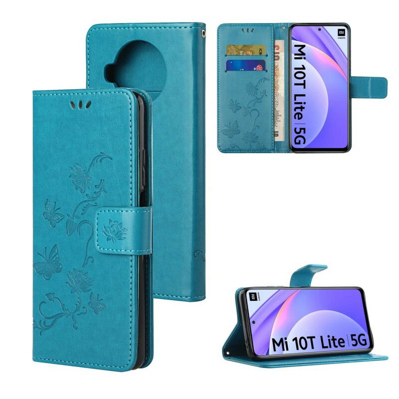 Læder Cover Xiaomi Redmi Note 9 Pro 5G Asiatiske Sommerfugle
