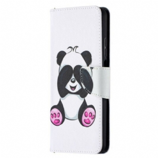 Læder Cover Xiaomi Redmi Note 9 Pro 5G Panda Sjov
