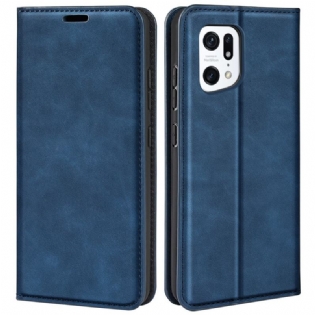 Cover Oppo Find X5 Flip Cover Silkeblødt Lædereffekt