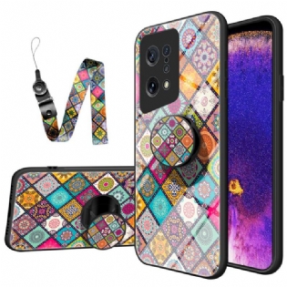 Cover Oppo Find X5 Patchwork Magnetisk Holder