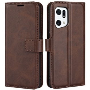Flip Cover Oppo Find X5 Slank Ekstrem Lædereffekt