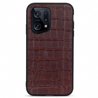 Mobilcover Oppo Find X5 Ægte Crocodile Texture Læder